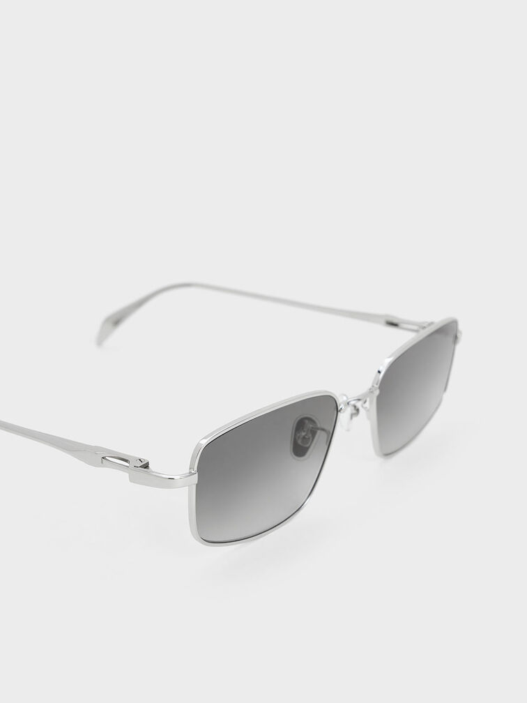 Inara Metallic-Rim Sunglasses, Silver, hi-res