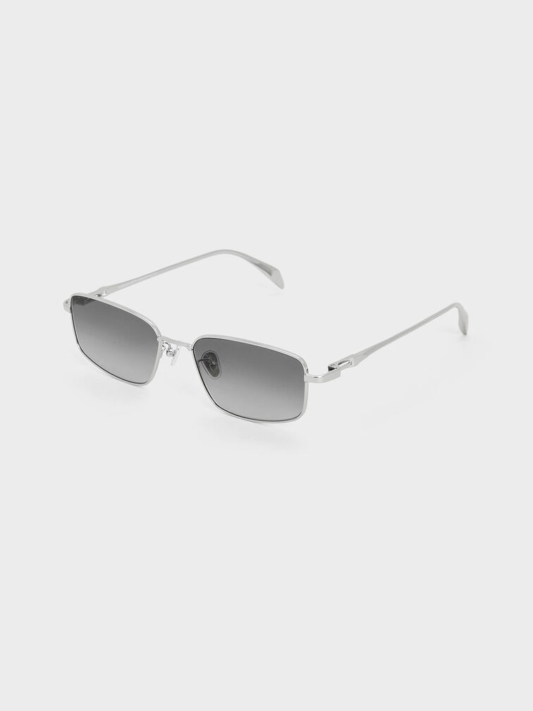 Inara Metallic-Rim Sunglasses, Silver, hi-res