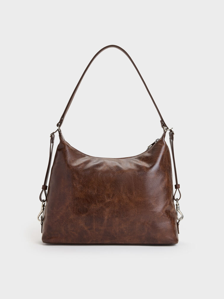 Atwood Chain Convertible Hobo Bag, Distressed Coffee, hi-res