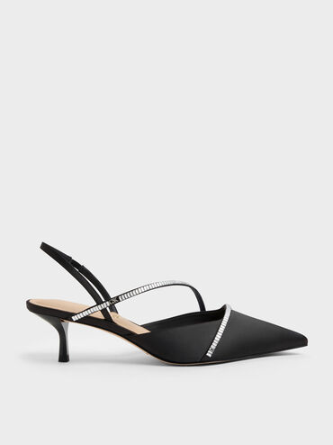 Gi&agrave;y sandals cao g&oacute;t mũi nhọn, Đen họa tiết, hi-res