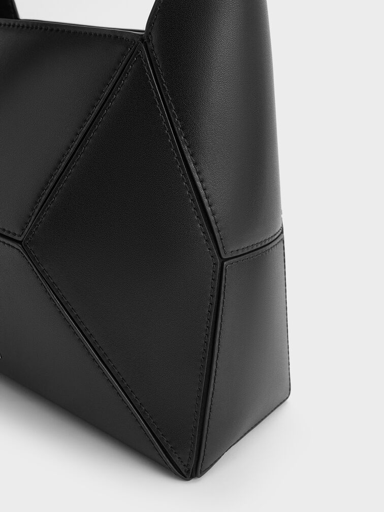 Nasrin Geometric Hobo Bag, Noir, hi-res
