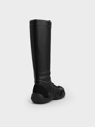 Minette Knee-High Sneaker-Boots, Black, hi-res