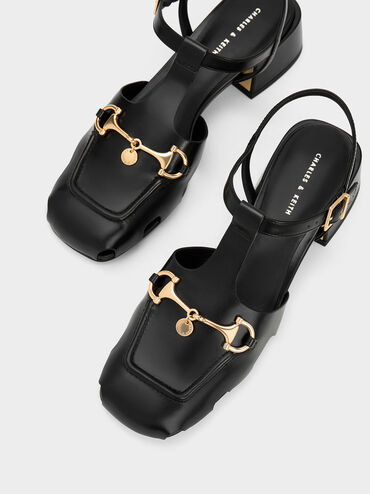 Cut-Out T-Bar Pumps, Black, hi-res