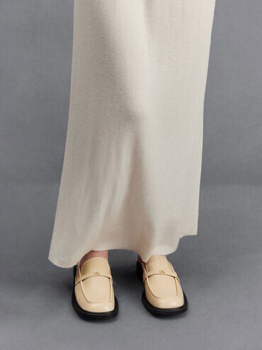 Giày mules mũi vuông Tahlia Leather, Be, hi-res