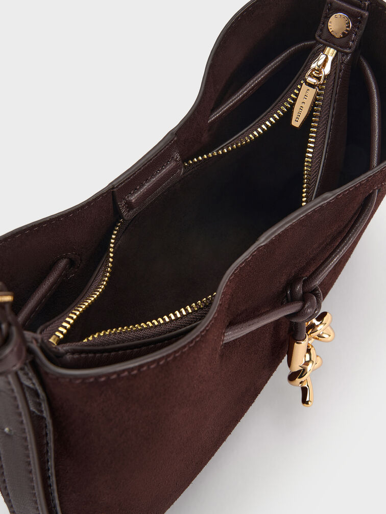 Túi đeo vai hình thang Mila, Nâu sẫm, hi-res