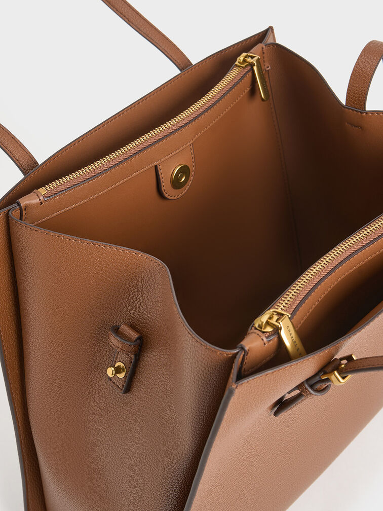 Túi tote phom hình thang Sansa, Chocolate, hi-res