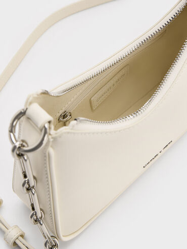 Lane Chain-Link Shoulder Bag, Cream, hi-res