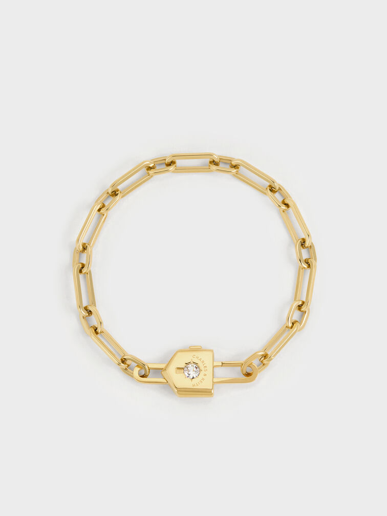 Lownyn Crystal-Lock Chain Bracelet, Gold, hi-res