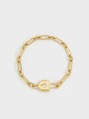 Lownyn Crystal-Lock Chain Bracelet, Gold, hi-res