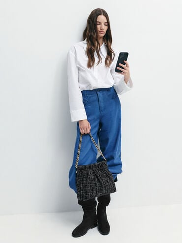 Túi đeo vai hình thang Duo Tweed, Black Tweed, hi-res