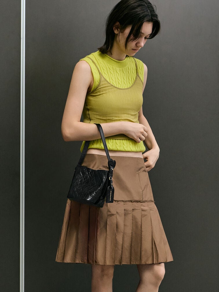 T&uacute;i đeo vai h&igrave;nh thang Duo Quilted, Đen, hi-res