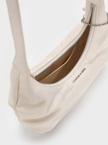 T&uacute;i đeo vai h&igrave;nh b&aacute;n nguyệt Kadee Ruched, Kem, hi-res