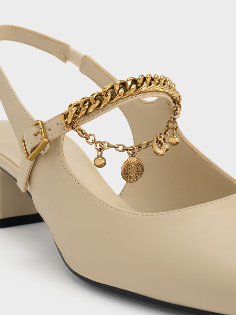 Gi&agrave;y sandals cao g&oacute;t Double-Chain Charm phấn, Phấn, hi-res