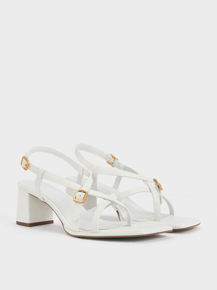 Gi&agrave;y sandals cao g&oacute;t Strappy Block-Heel, Trắng, hi-res
