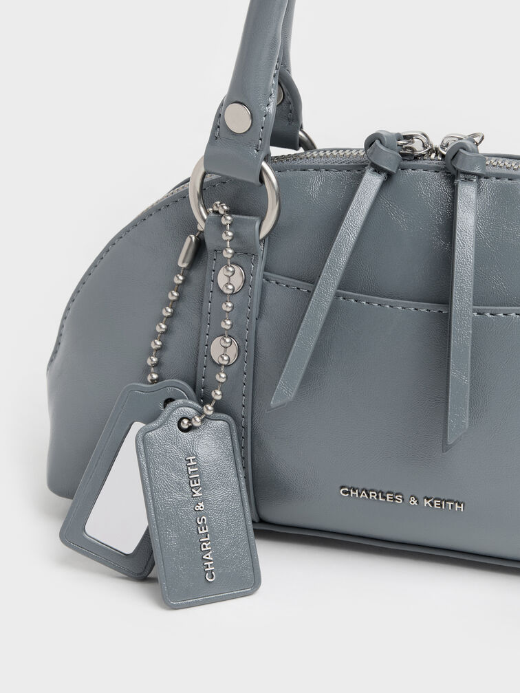 Tatiana Studded Bowling Bag, Smoky Blue, hi-res