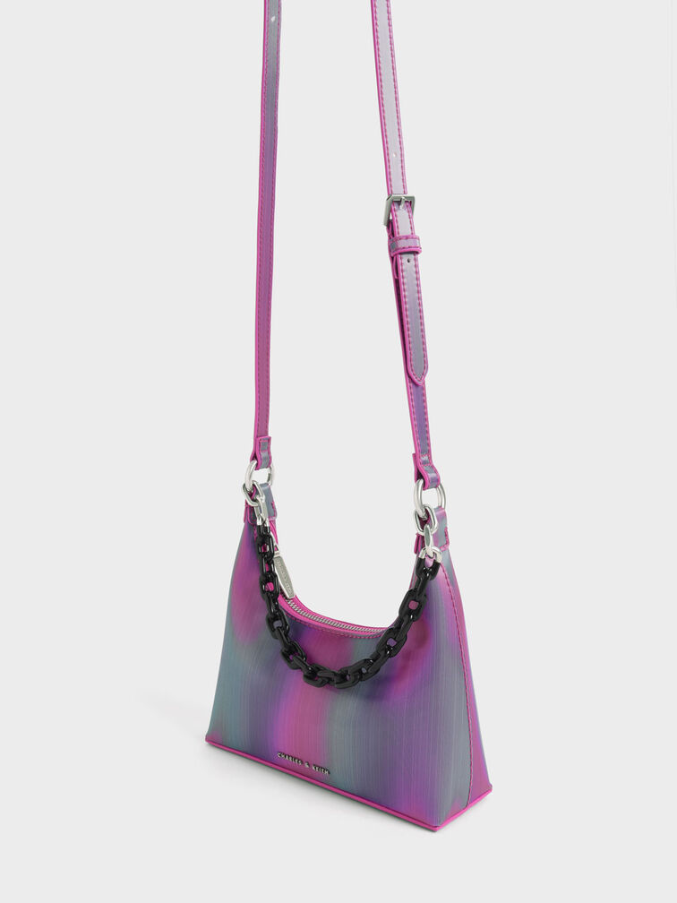Túi đeo vai Verity Chain-Link Sculptural, Xanh công, hi-res
