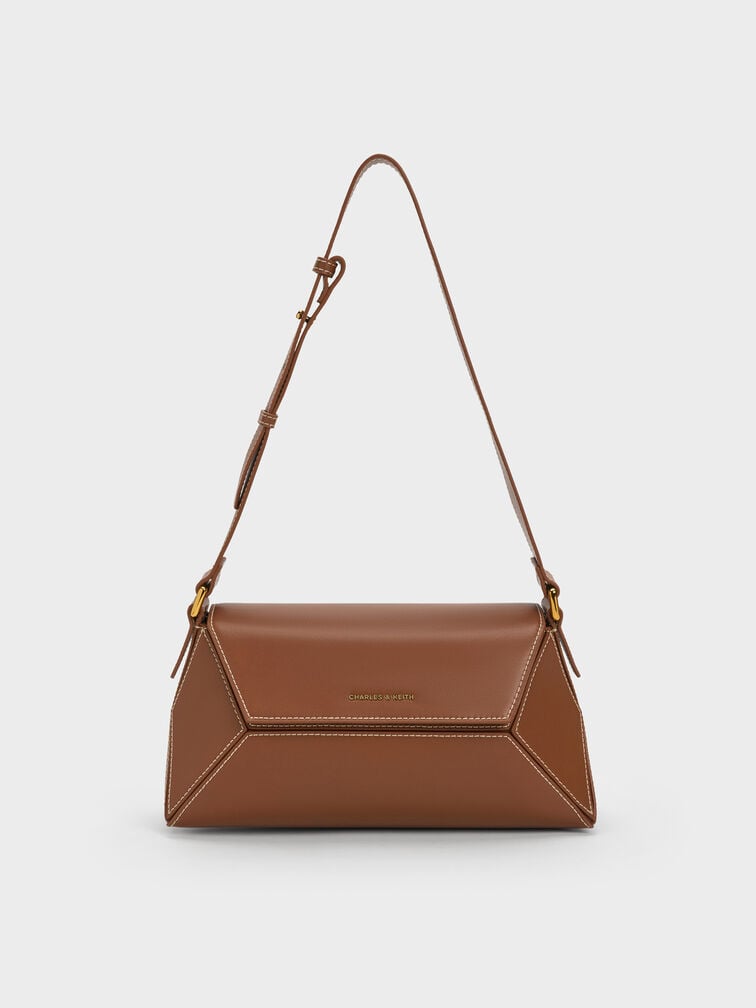 Nasrin Geometric Shoulder Bag, Chocolate, hi-res