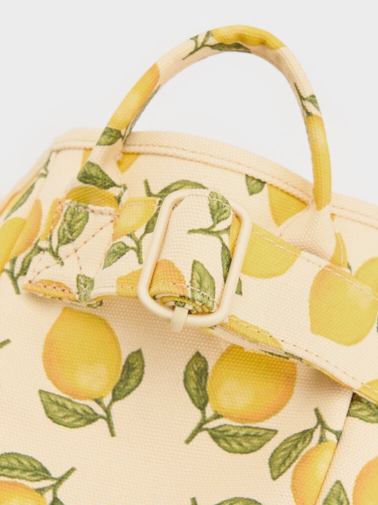 T&uacute;i tote Amity Canvas Lemon-Print, Butter Yellow, hi-res