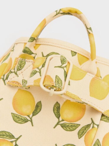 T&uacute;i tote Amity Canvas Lemon-Print, Butter Yellow, hi-res