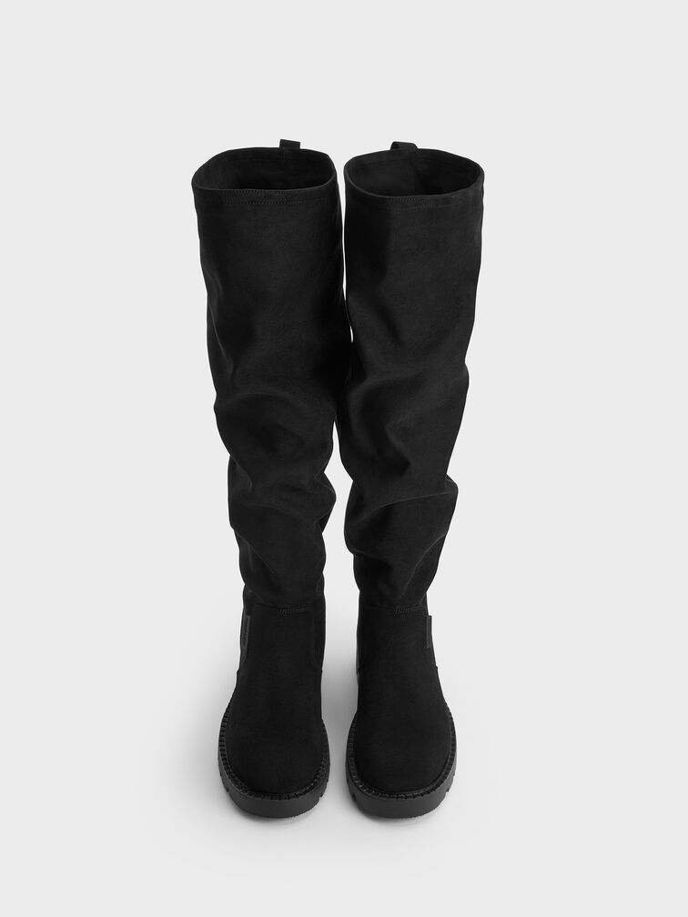 Gi&agrave;y boots cổ cao Camilla, Đen họa tiết, hi-res