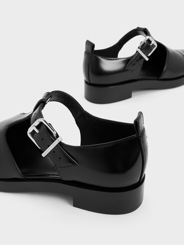 Charly T-Bar Buckled Sandals, Black Boxed, hi-res