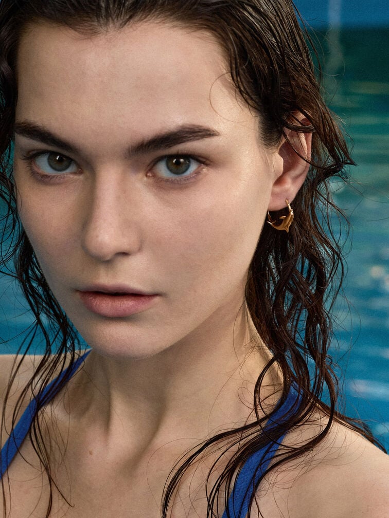 Delfina Dolphin Hoop Earrings, Gold, hi-res