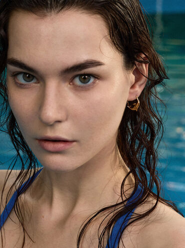 Delfina Dolphin Hoop Earrings, Gold, hi-res