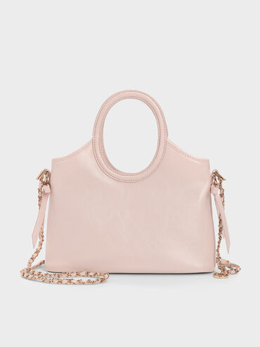Mini Dalia Bow Oval-Handle Tote Bag, Soft Pink, hi-res