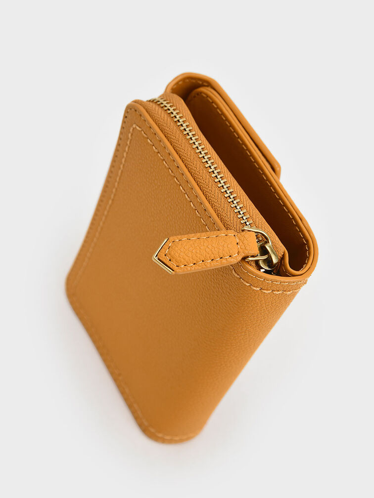 Ví nữ dạng gập bì thư Stitch Trim, Cam, hi-res