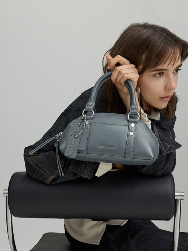 Tatiana Studded Bowling Bag, Smoky Blue, hi-res