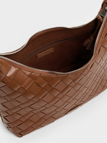 T&uacute;i đeo vai Ivette Woven Tassel, Chocolate, hi-res