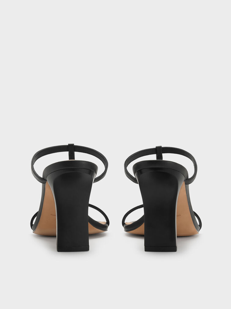 Leather T-Bar Heeled Mules, Black, hi-res