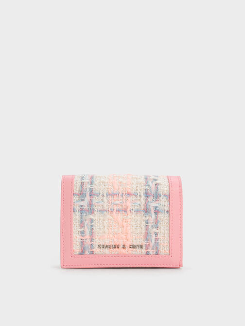 Micaela Tweed Card Holder, Pink, hi-res