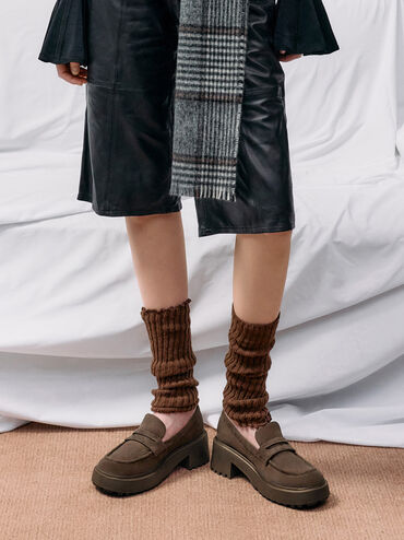 Gi&agrave;y lười đế cao Evan, Dark Brown Textured, hi-res