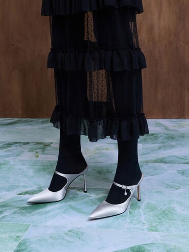 Gi&agrave;y sandals cao g&oacute;t Satin Teardrop-Crystal, Bạc, hi-res