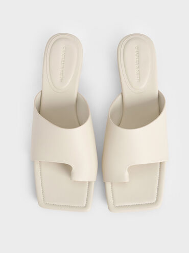 Gi&agrave;y sandals cao g&oacute;t Asymmetric Square-Toe, Trắng, hi-res