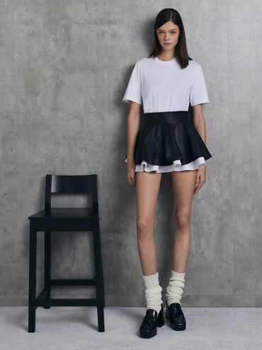 Giày lười đế cao mũi vuông Platform, Đen bóng nhám, hi-res