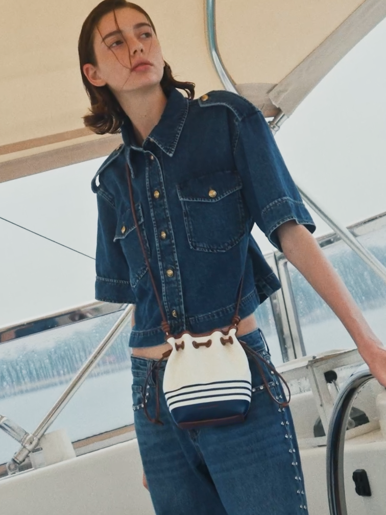 T&uacute;i r&uacute;t d&acirc;y Hanya Canvas Striped, Nhiều m&agrave;u, hi-res