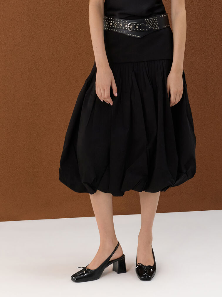 Gi&agrave;y sandals cao g&oacute;t mũi vu&ocirc;ng, Đen, hi-res