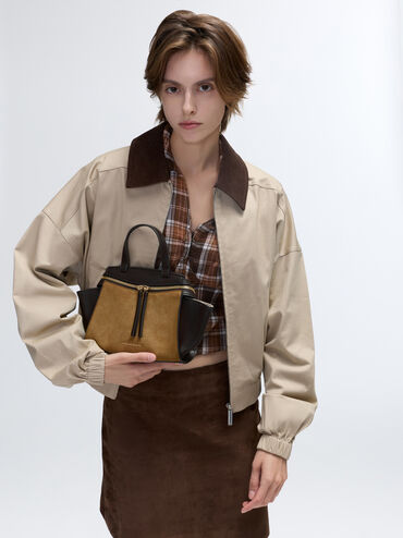 Pansy Two-Tone Trapeze Top Handle Bag, Sahara Sand, hi-res