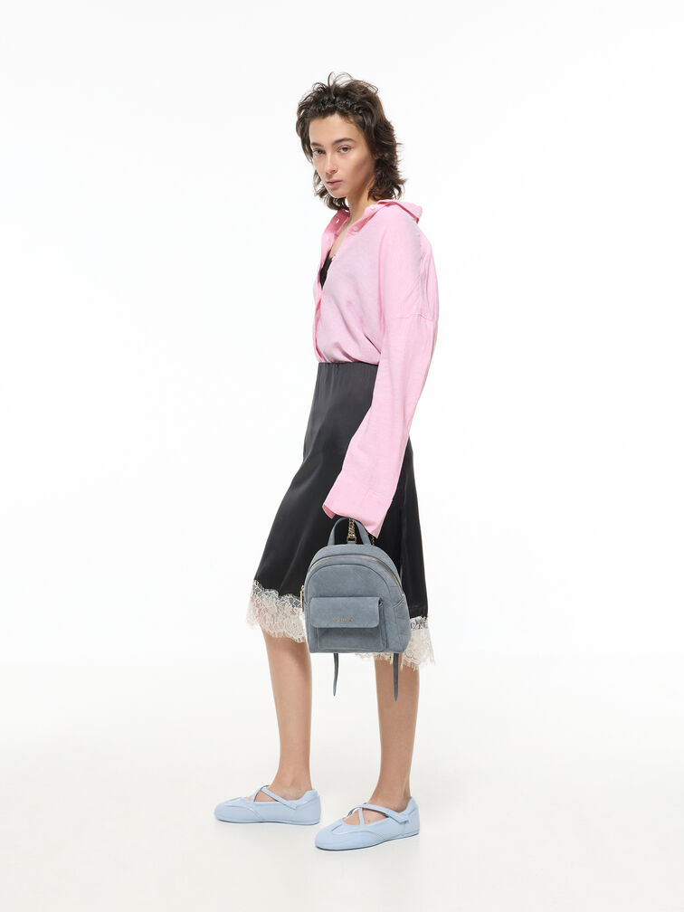 Alva Quilted Front-Pocket Backpack, Smoky Blue, hi-res