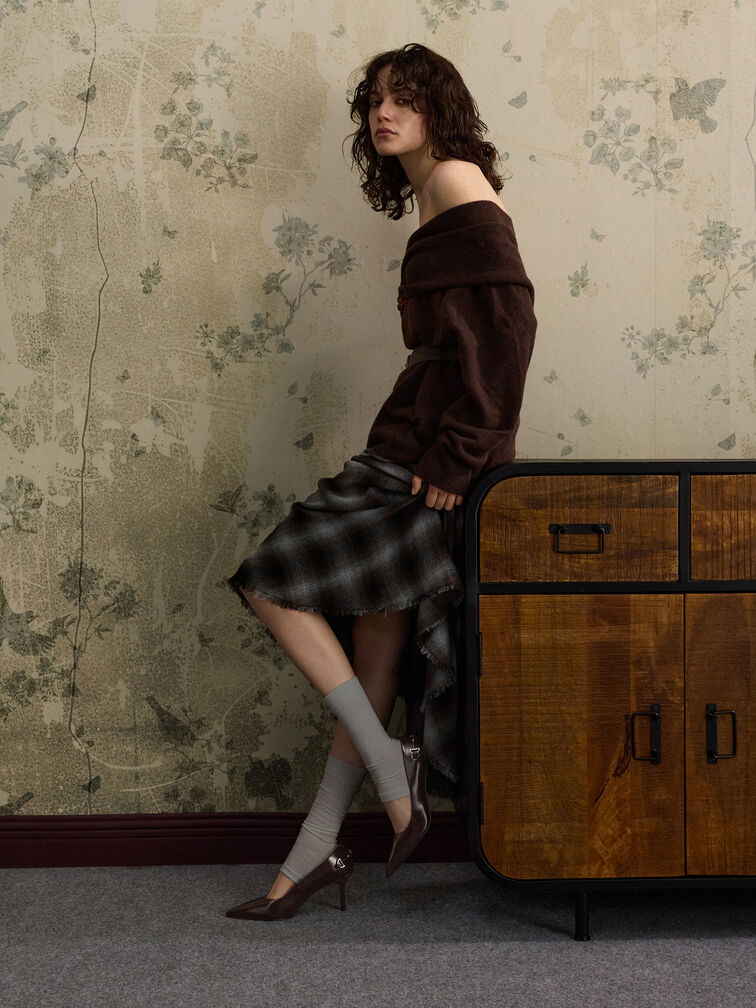 Giày cao gót bít mũi Erinna Metallic-Accent, Đỏ burgundy, hi-res