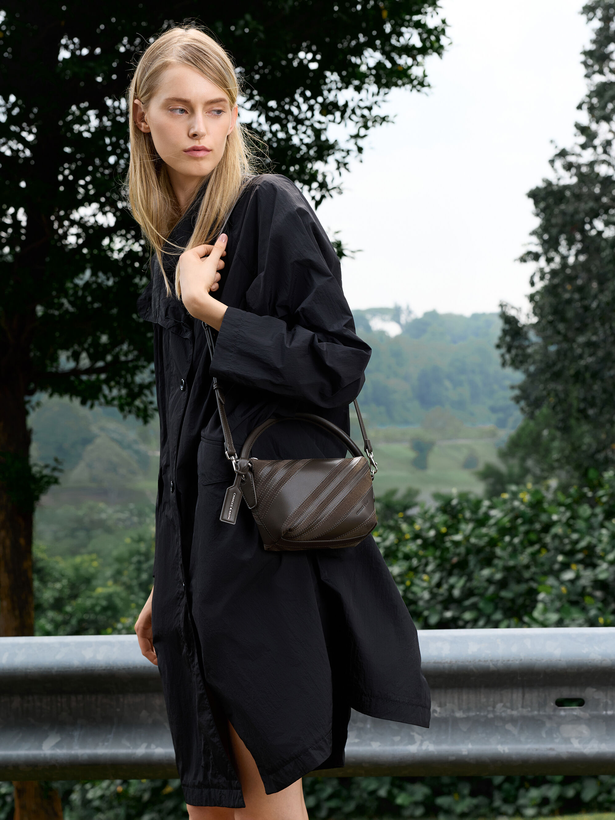 Dark Moss Zeya Recycled Suede Top Handle Bag - Dark Moss - Bags