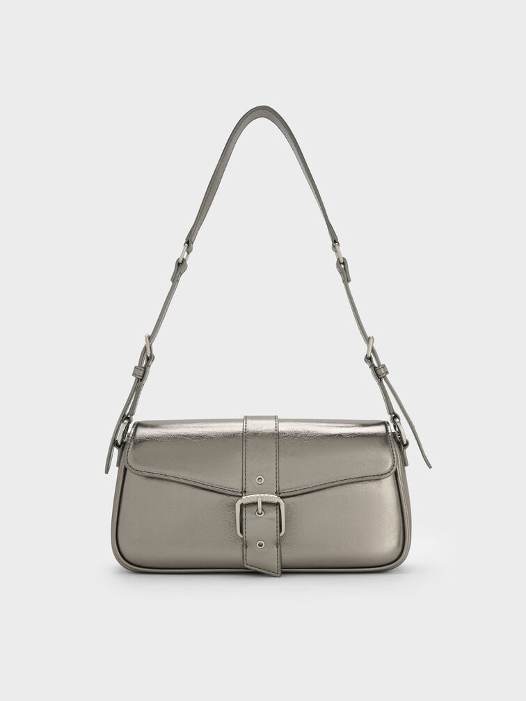 Blaise Belted Shoulder Bag, Pewter, hi-res