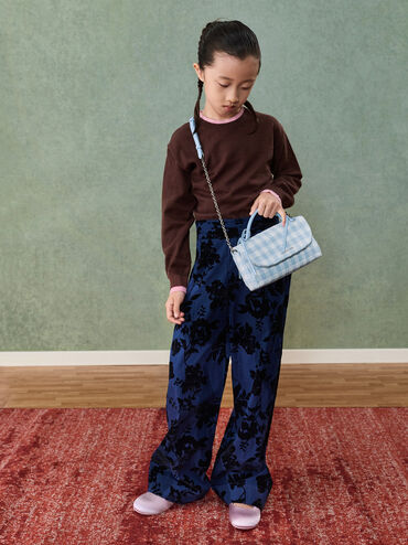 V&iacute; cầm tay phom chữ nhật Hazel Gingham, Gingham Blue, hi-res