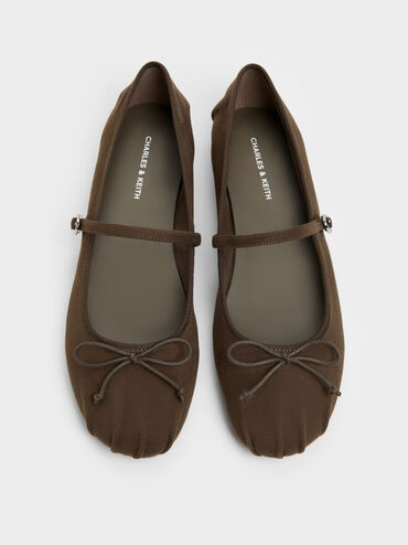 Emiko Faux Suede Bow Mary Jane Flats, Chocolate Textured, hi-res