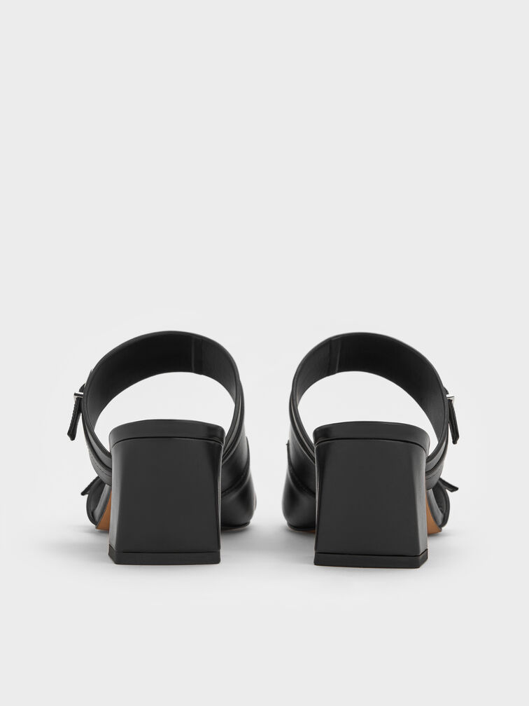 Giày mules cao gót Buckled, Đen, hi-res