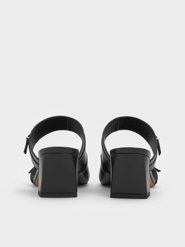 Giày mules cao gót Buckled, Đen, hi-res