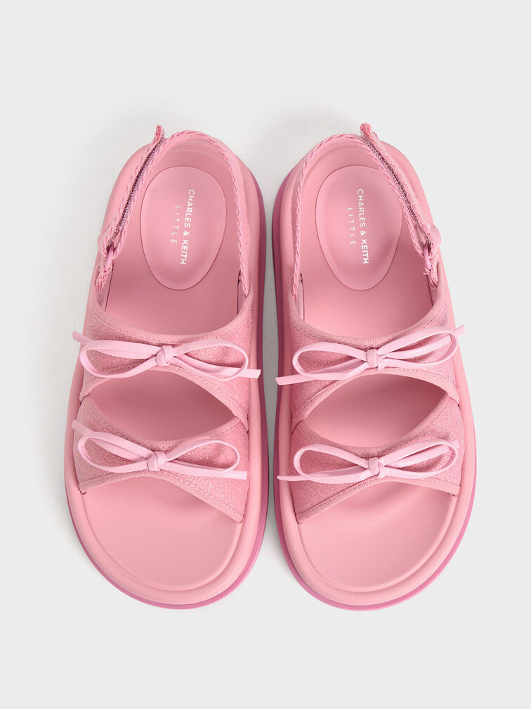 Giày sandals bé gái Denim Double Bow, Hồng, hi-res