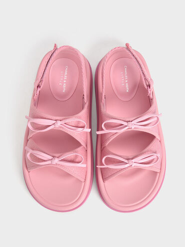 Giày sandals bé gái Denim Double Bow, Hồng, hi-res